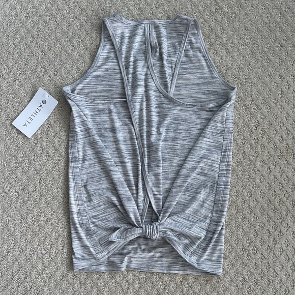 Athleta Essence Spacedye Tie Back Tank Gray/White Med NWT Athleisure Yoga Soft - Picture 11 of 16
